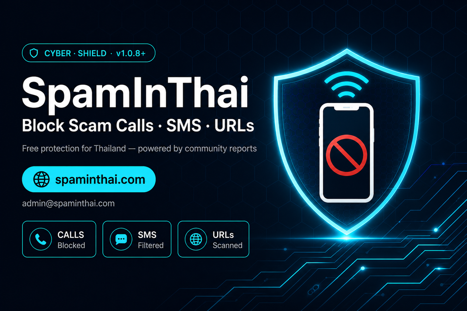 SpamInThai — Block Scam Calls, SMS, URLs. ป้องกันฟรีสำหรับคนไทย จากรายงานชุมชน